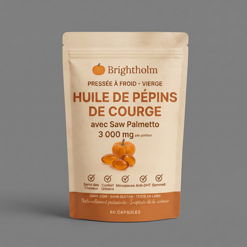 Sachet Brightholm de trois quarts, pressée à froid et vierge