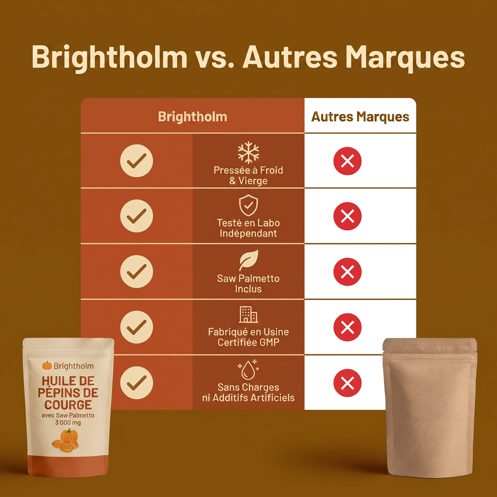 Brightholm comparé aux autres marques d'huile de pépins de courge